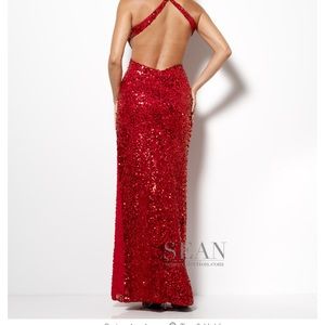 Size two red sequin prom dress